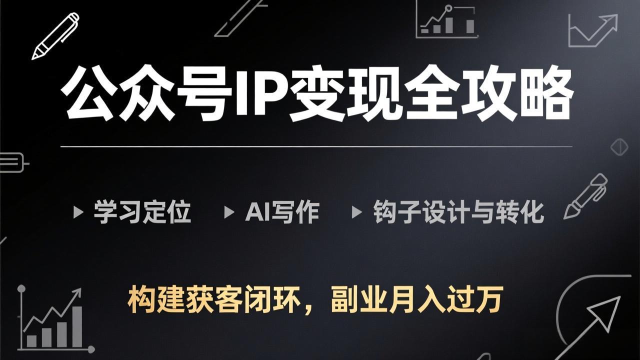 公众号IP变现全攻略-更新，学习定位、AI写作、钩子设计与转化，构建获客闭环，副业月入过万-心语项目网