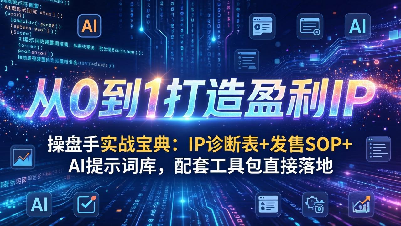 操盘手实战宝典：IP诊断表+发售SOP+AI提示词库，配套工具包直接落地，从0到1打造盈利IP-心语项目网