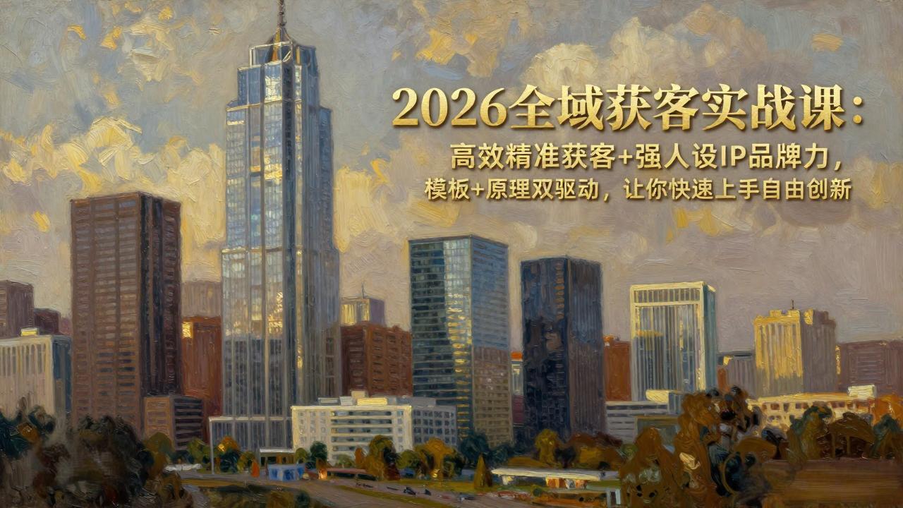 2026全域获客实战课：高效精准获客+强人设IP品牌力，模板+原理双驱动，让你快速上手自由创新-心语项目网