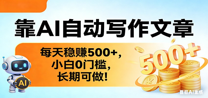 靠AI自动写作文章，每天稳赚500+，小白0门槛，长期可做！-心语项目网