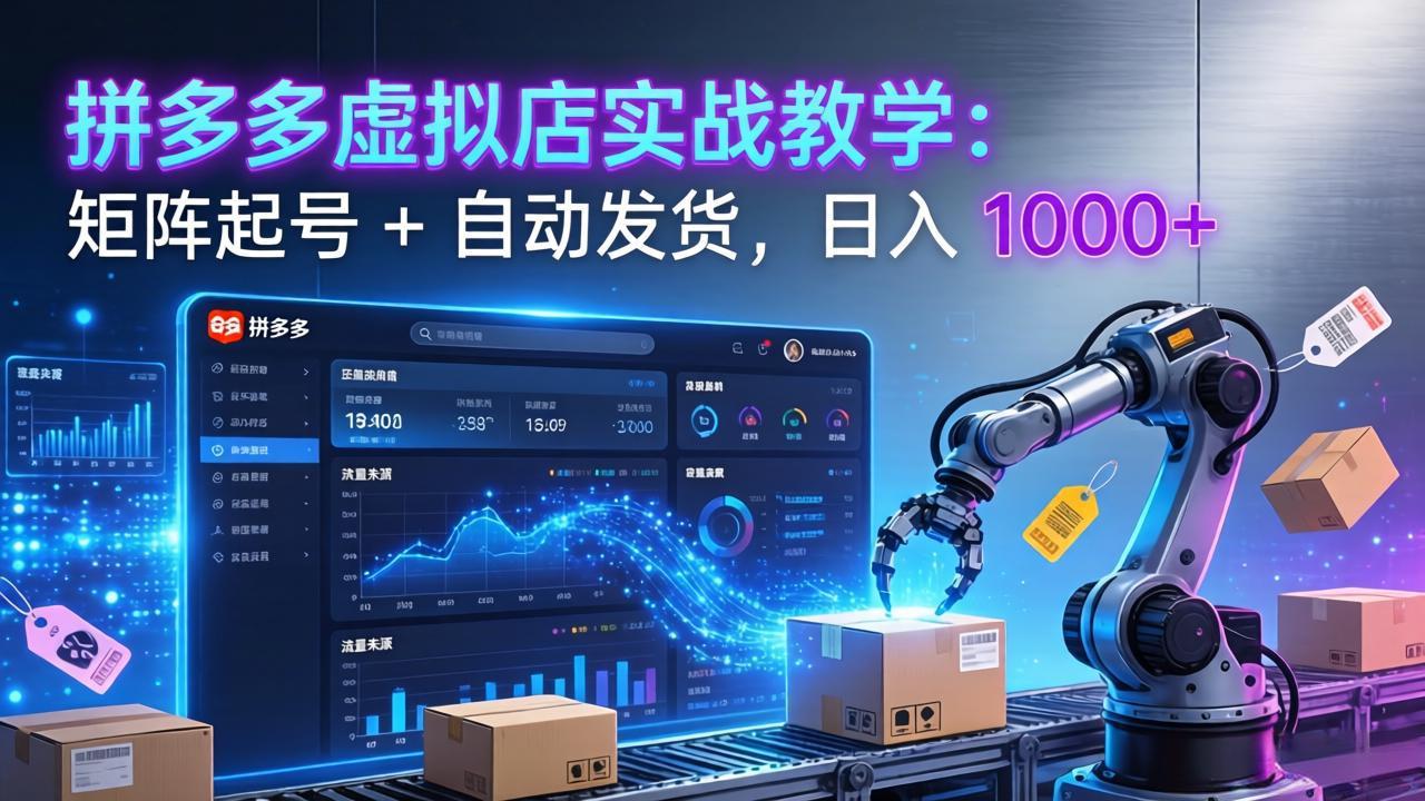 拼多多虚拟店实战教学：矩阵起号 + 自动发货，日入 1000+-心语项目网