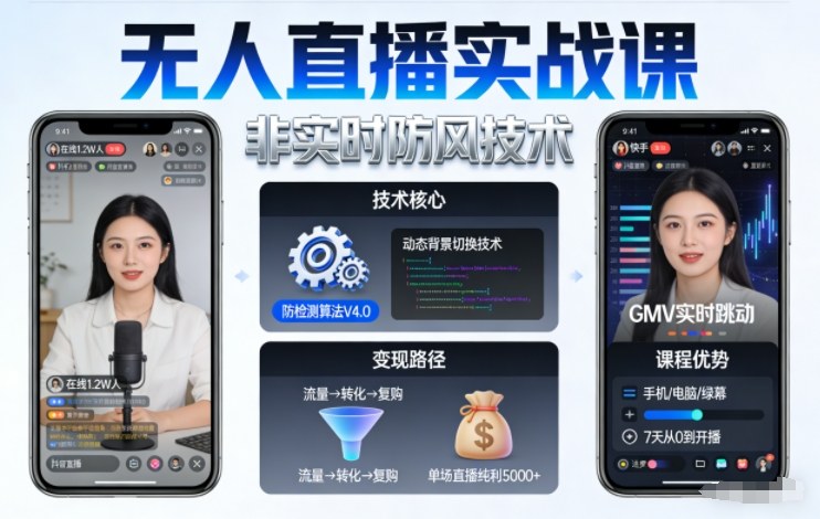 宝子哥无人直播实战课，非实时防风技术，聚焦抖音快手等平台直播带货，轻松开启直播变现之路(更新2026年3月)-心语项目网