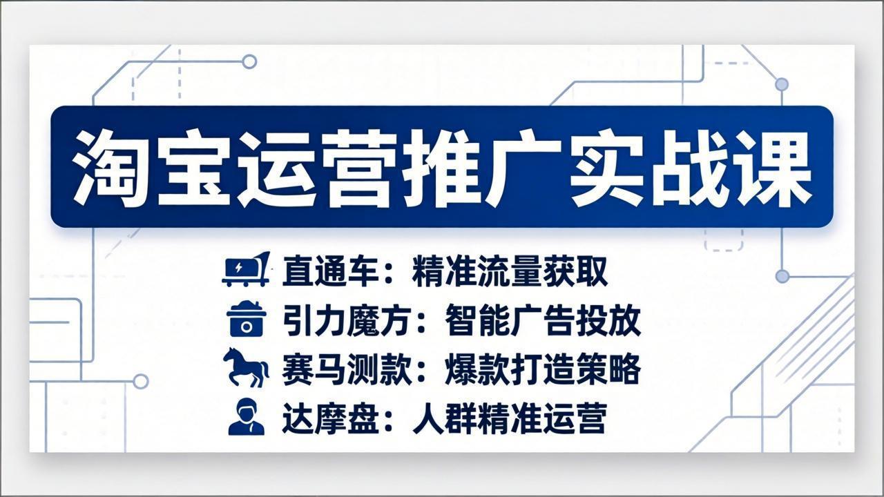 淘宝运营推广实战课，直通车+引力魔方+赛马测款+达摩盘人群推广等(更新26年3月-心语项目网