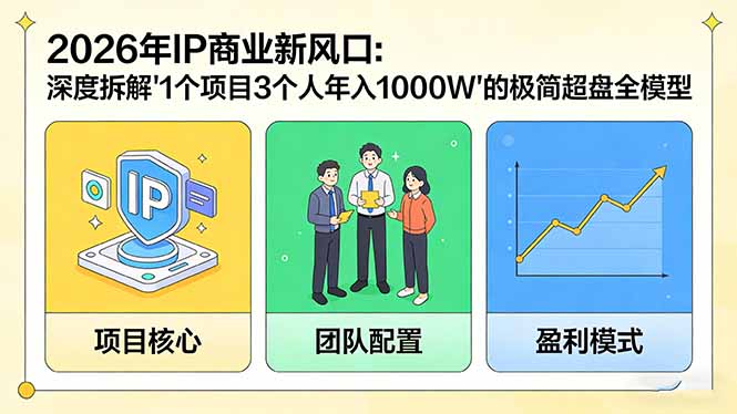 2026年IP商业新风口：深度拆解“1个项目3个人年入1000W”的极简超盘全模型-心语项目网