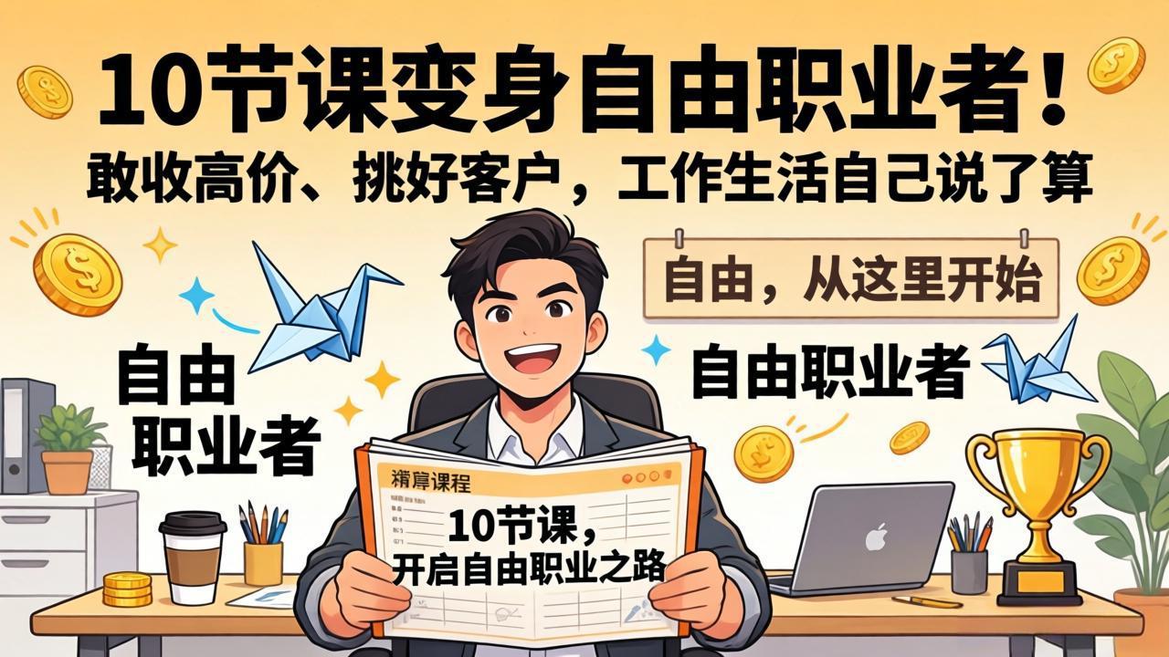 10 节课变身自由职业者！敢收高价、挑好客户，工作生活自己说了算-心语项目网