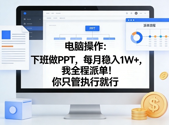 电脑操作：下班做PPT，每月稳入1W+，我全程派单！你只管执行就行【揭秘】-心语项目网