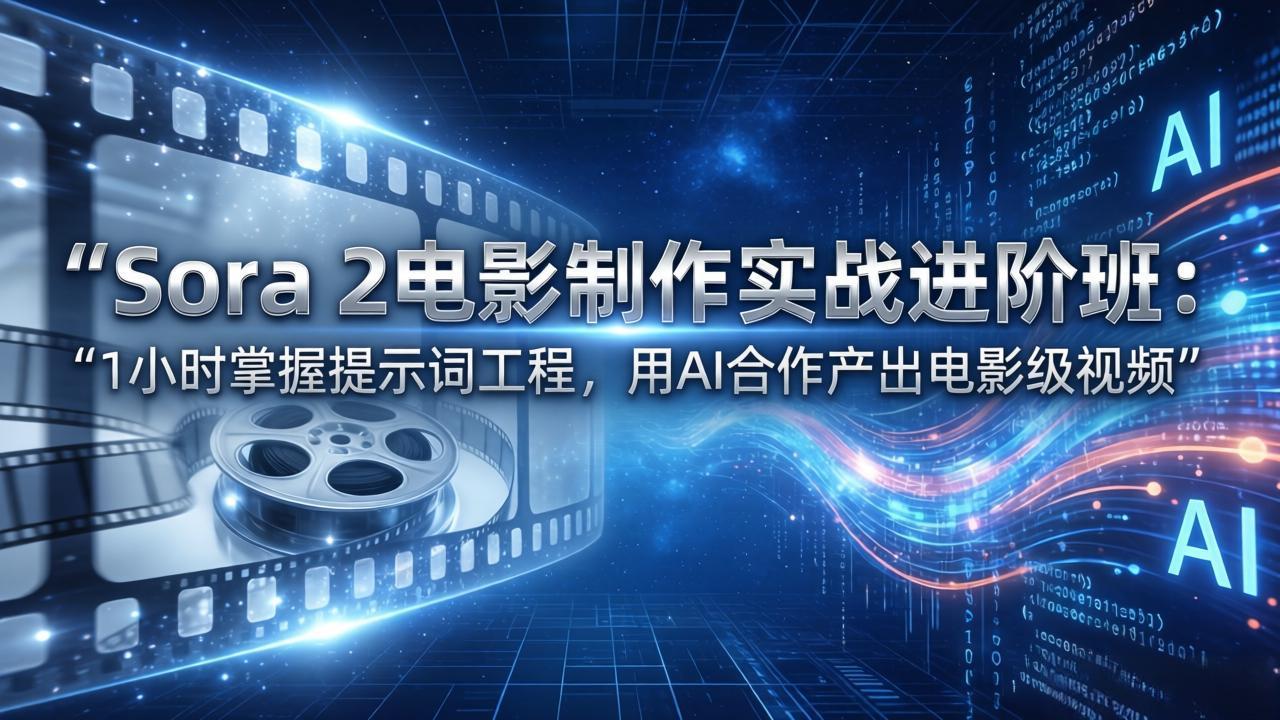 Sora 2电影制作实战进阶班：1小时掌握提示词工程，用AI合作产出电影级视频-心语项目网