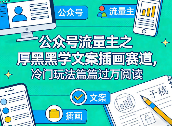公众号流量主之厚黑学文案插画赛道，冷门玩法篇篇过万阅读-心语项目网