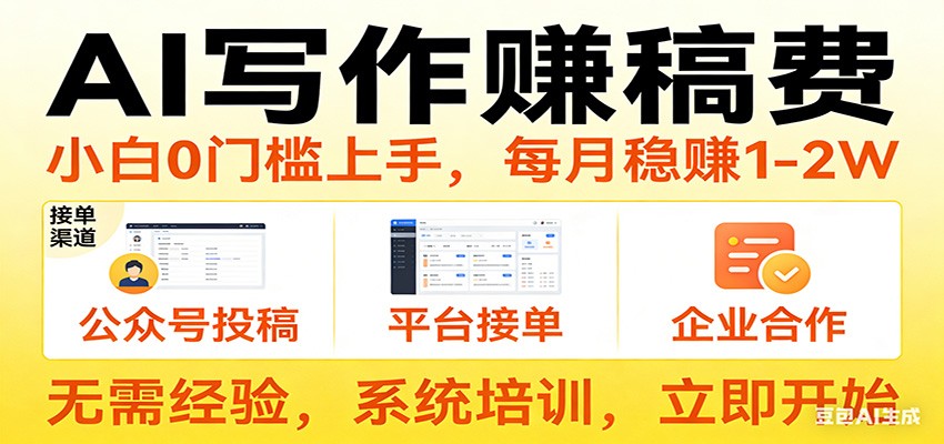 用AI写作赚稿费，提供接单渠道，每月稳赚1-2W，小白0门槛上手！-心语项目网