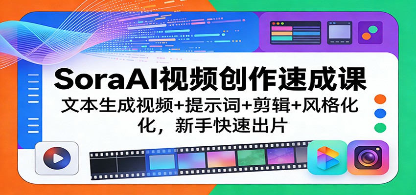 SoraAI视频创作速成课：文本生成视频+提示词+剪辑+风格化，新手快速出片-心语项目网
