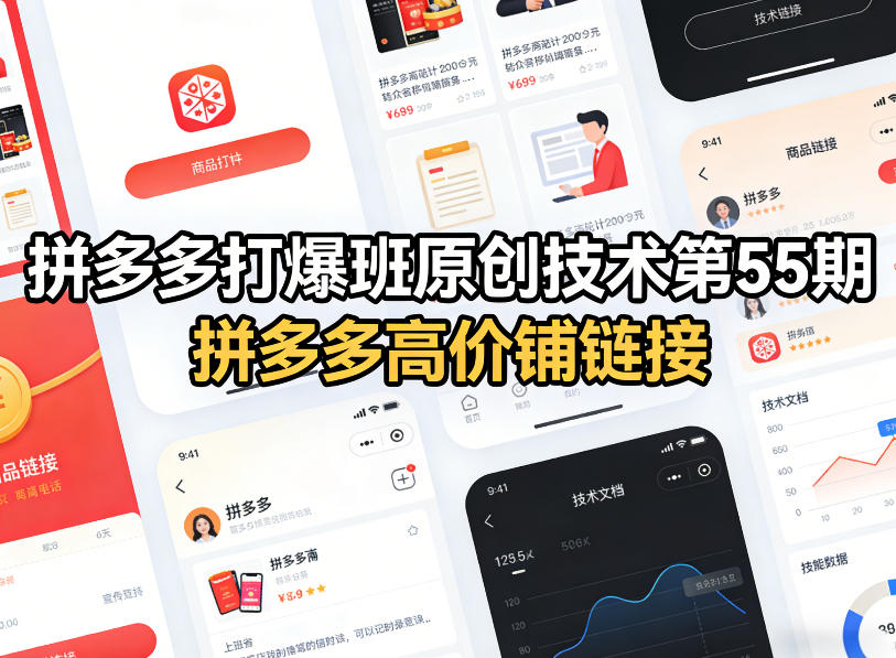 拼多多打爆班原创技术第55期，拼多多高价铺链接-心语项目网