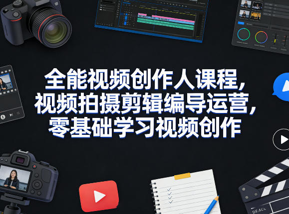 全能视频创作人课程，视频拍摄剪辑编导运营，零基础学习视频创作(更新2026年3月)-心语项目网