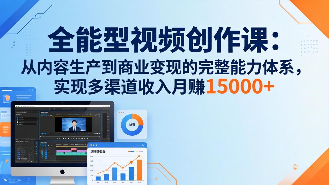 全能型视频创作课-26年3月更新：从内容生产到商业变现的完整能力体系，多渠道收入月赚15000+-心语项目网