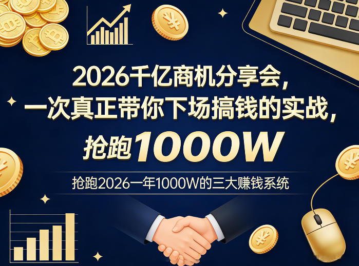 2026千亿商机分享会，一次真正带你下场搞钱的实战，抢跑2026一年1000W的三大賺钱系统-心语项目网