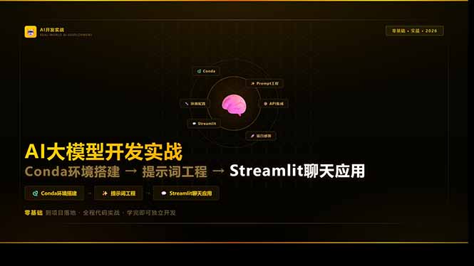 AI大模型开发实战：Conda环境搭建→提示词工程→Streamlit聊天应用，零基础到项目落地-心语项目网