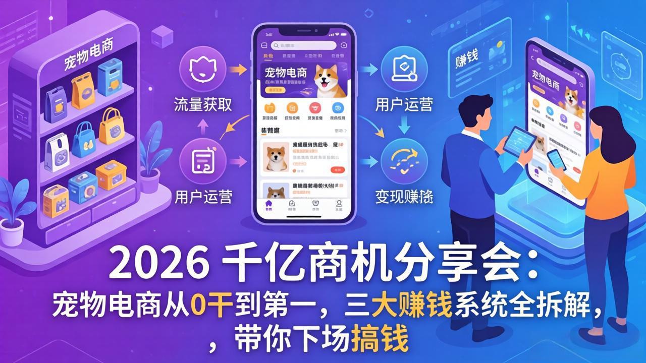 2026 千亿商机分享会：宠物电商从0干到第一，三大赚钱系统全拆解，带你下场搞钱-心语项目网