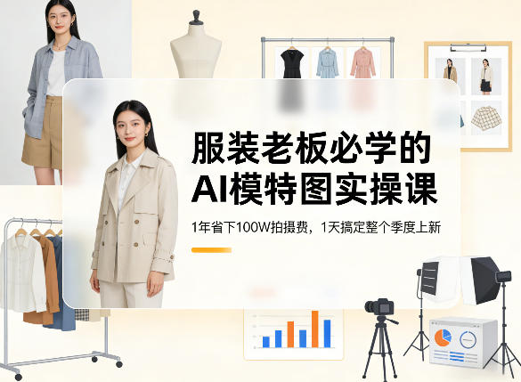 服装老板必学的AI模特图实操课，1年省下100W拍摄费，1天搞定整个季度上新-心语项目网