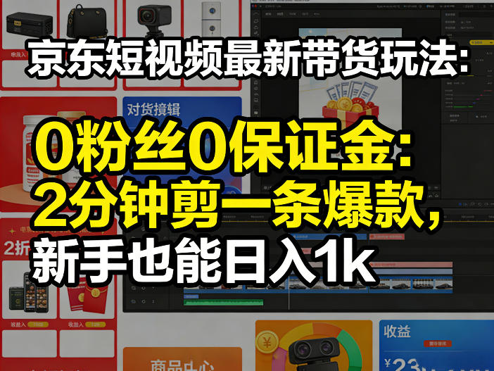 京东短视频最新带货玩法，0粉丝0保证金，2分钟剪一条爆款，新手也能日入1k+【揭秘】-心语项目网