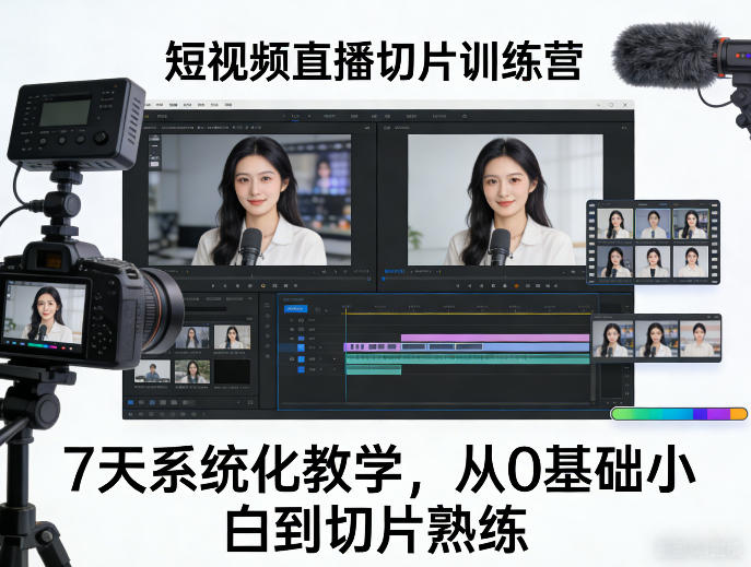 短视频直播切片训练营，7天系统化教学，从0基础小白到切片熟练-心语项目网