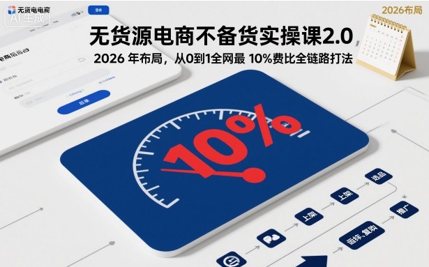 无货源电商不备货实操课2.0，2026年布局，从0到1全网最低10%费比全链路打法【更新26年3月】-心语项目网