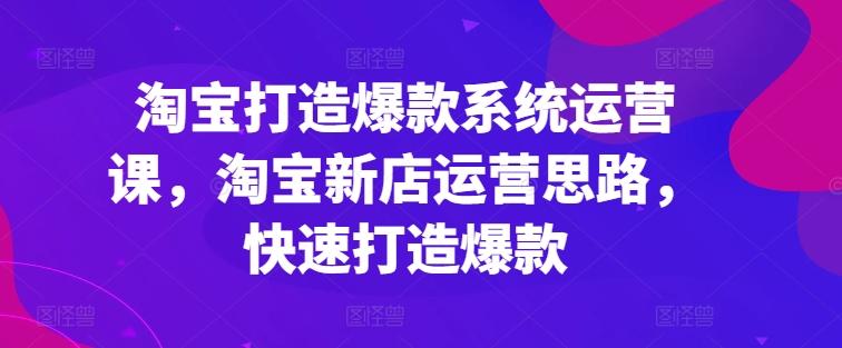 淘宝打造爆款系统运营课，淘宝新店运营思路，快速打造爆款-心语项目网