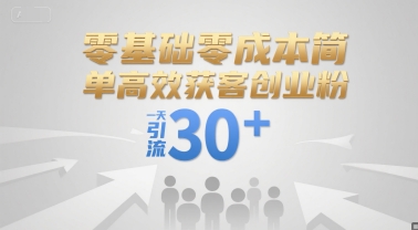 零基础零成本简单高效获客创业粉，一天引流30+-心语项目网