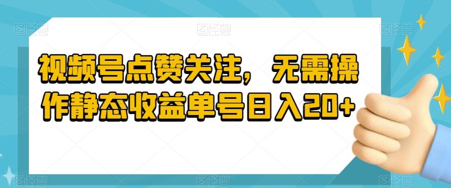 视频号点赞关注，无需操作静态收益单号日入20+-心语项目网