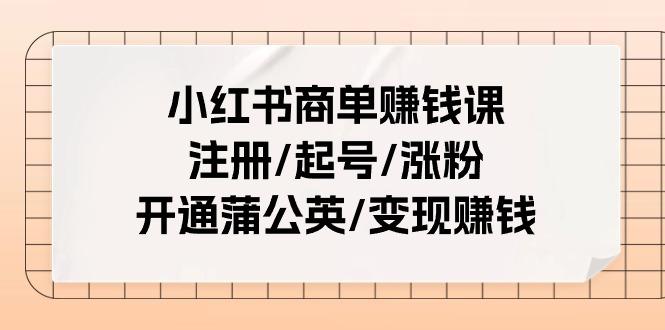 小红书商单赚钱课：注册/起号/涨粉/开通蒲公英/变现赚钱(25节课)-心语项目网