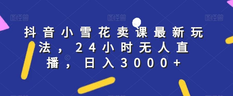 抖音小雪花卖课最新玩法，24小时无人直播，日入3000+【揭秘】-心语项目网