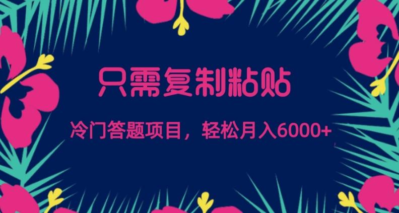 只需复制粘贴，冷门答题项目，轻松月入6000-心语项目网
