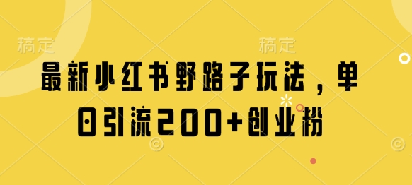 最新小红书野路子玩法，单日引流200+创业粉-心语项目网