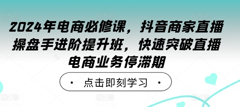 2024年电商必修课，抖音商家直播操盘手进阶提升班，快速突破直播电商业务停滞期-心语项目网
