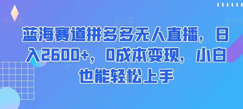 蓝海赛道拼多多无人直播，日入2600+，0成本变现，小白也能轻松上手【揭秘】-心语项目网