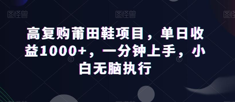 高复购莆田鞋项目，单日收益1000+，一分钟上手，小白无脑执行-心语项目网