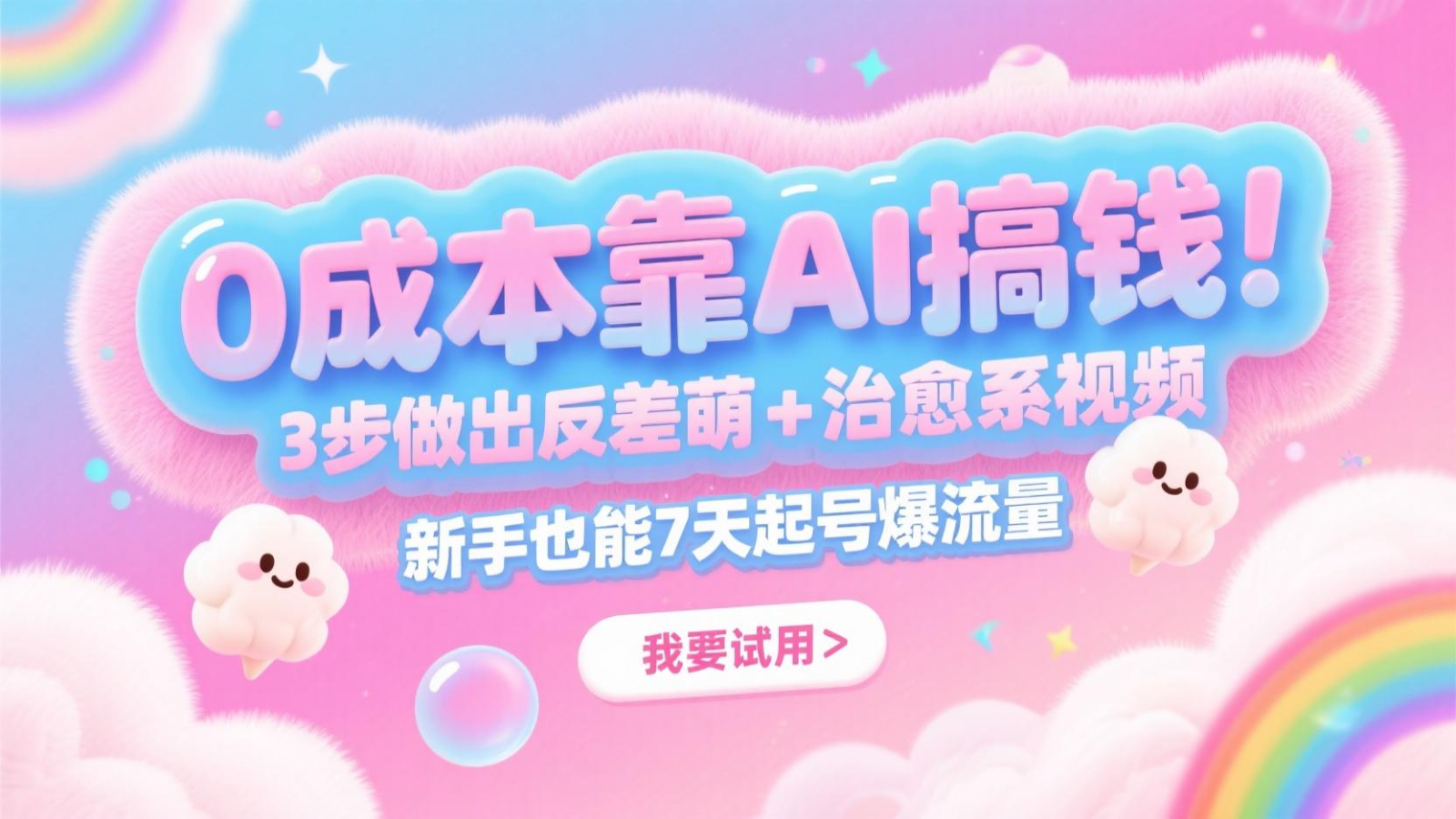 0成本靠AI搞钱!3步做出反差萌+治愈系视频,新手也能7天起号爆流量,月入5位数-心语项目网