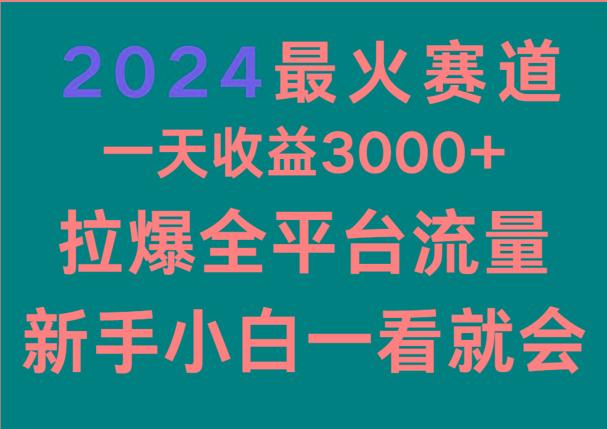 2024最火赛道,一天收一3000+.拉爆全平台流量,新手小白一看就会-心语项目网