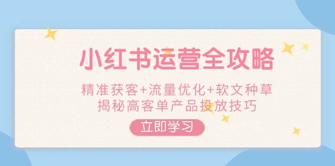 小红书运营全攻略,精准获客+流量优化+软文种草,揭秘高客单产品投放技巧-心语项目网