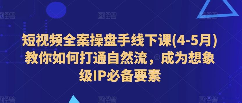 短视频全案操盘手线下课(4-5月)教你如何打通自然流，成为想象级IP必备要素-心语项目网