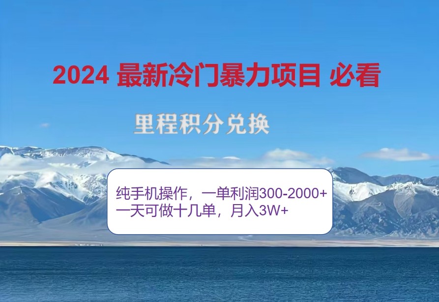 2024惊爆冷门暴利，里程积分最新玩法，高爆发期，一单300+—2000+-心语项目网