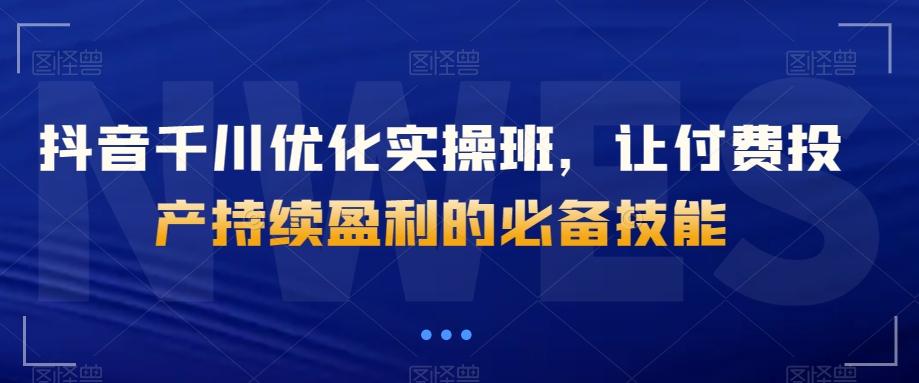 抖音千川优化实操班，让付费投产持续盈利的必备技能-心语项目网