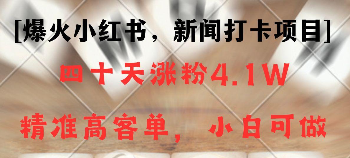 新闻打卡项目，小红书40天涨粉4.1w，高客单精准粉，变现能力超强-心语项目网