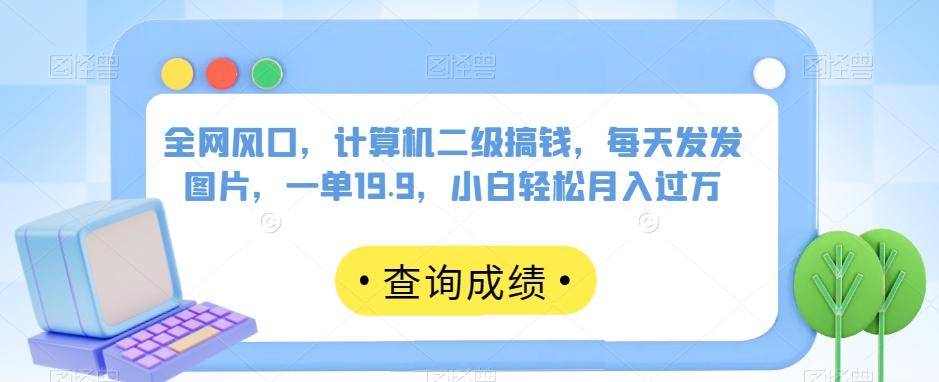 全网风口，计算机二级搞钱，每天发发图片，一单19.9，小白轻松月入过万【揭秘】-心语项目网