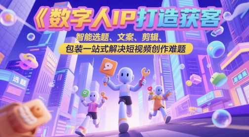 数字人IP打造获客变现实操课，智能选题、文案、剪辑、包装一站式解决短视频创作难题-心语项目网