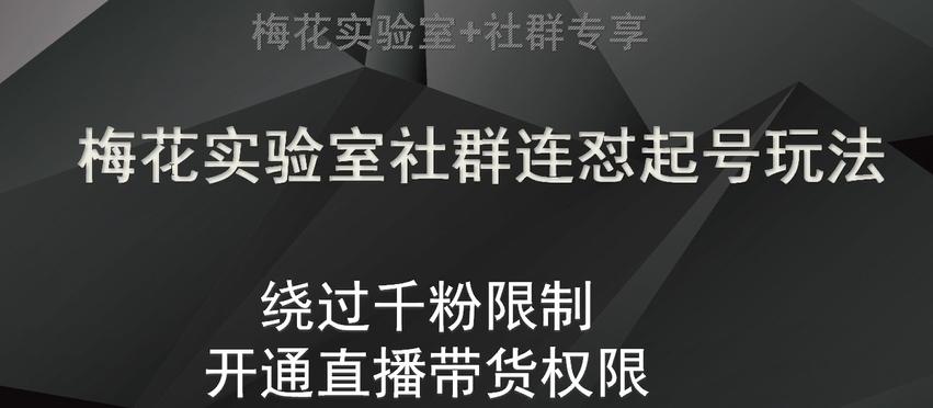 梅花实验室社群连怼起号玩法，视频号绕过千粉限制，开通直播带货权限【揭秘】-心语项目网