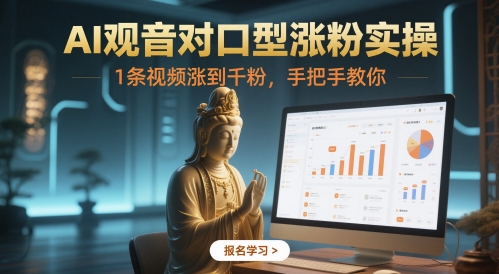 AI观音对口型涨粉实操，1条视频涨到千粉，手把手教你-心语项目网