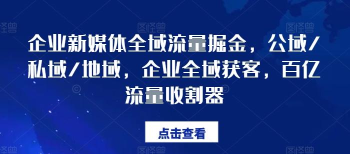 企业新媒体全域流量掘金，公域/私域/地域，企业全域获客，百亿流量收割器-心语项目网