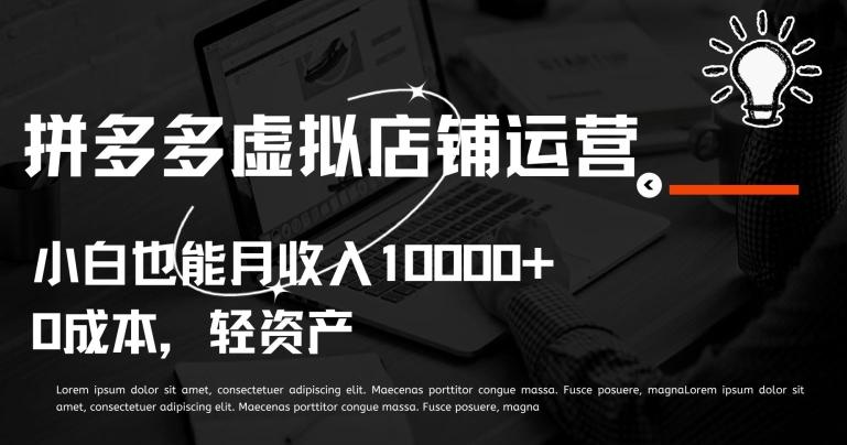 拼多多虚拟店铺运营小白也能月收入10000+【揭秘】-心语项目网