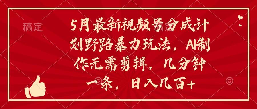5月最新视频号分成计划野路暴力玩法，ai制作，无需剪辑。几分钟一条，…-心语项目网