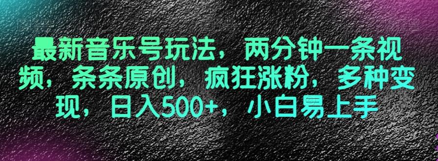 最新音乐号玩法，两分钟一条视频，条条原创，疯狂涨粉，多种变现，日入500+，小白易上手【揭秘】-心语项目网