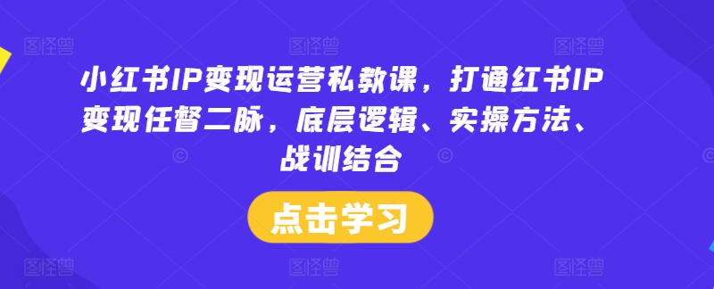 小红书IP变现运营私教课，打通红书IP变现任督二脉，底层逻辑、实操方法、战训结合-心语项目网